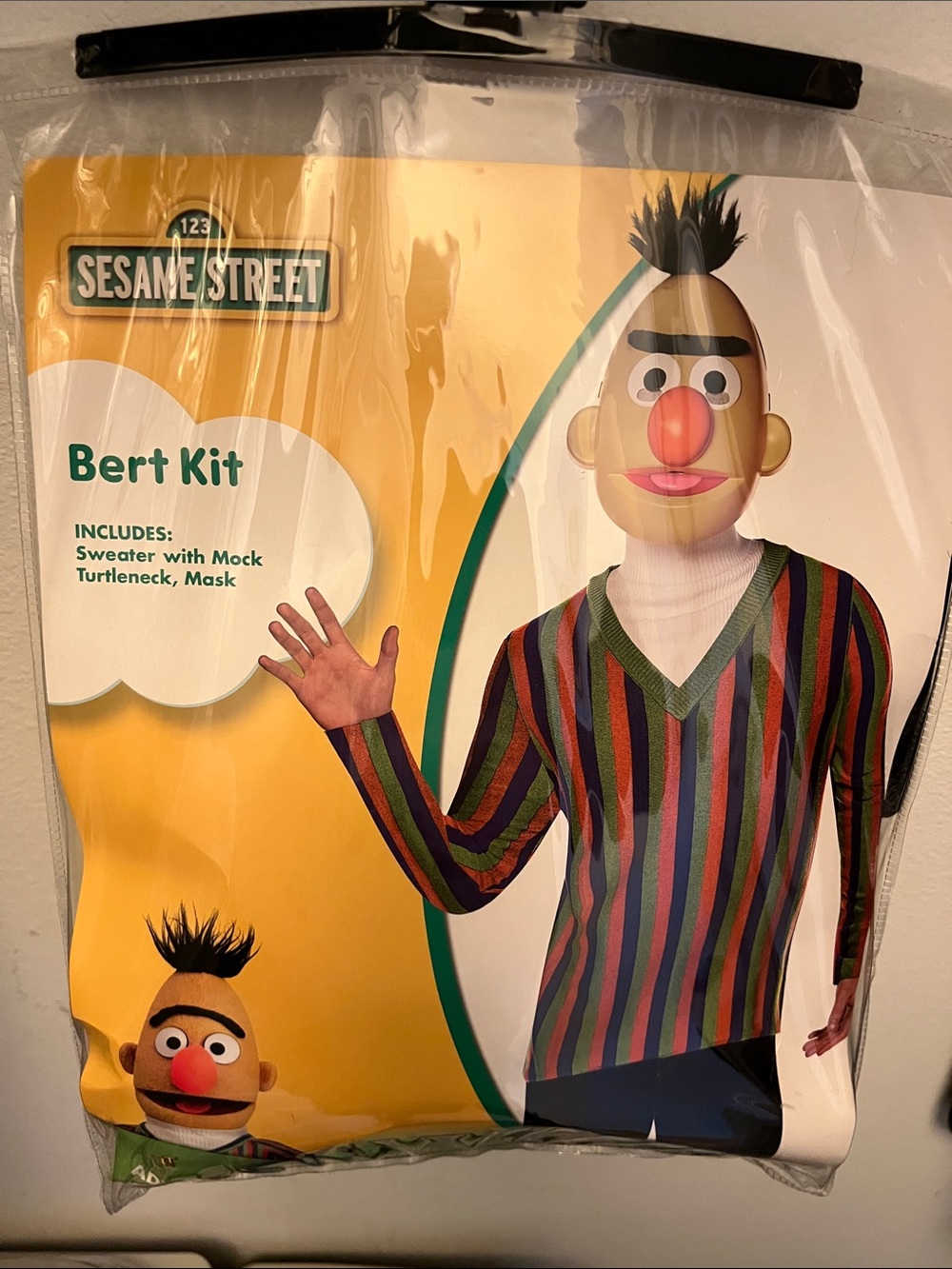 Sesame Street Bert Costume Kit - Mask, Shirt, Gloves